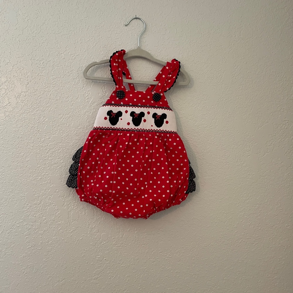 12 Month Minnie Mouse Smocked Sunsuit